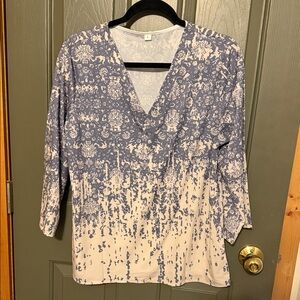 Chic Blue and Cream Women's Blouse